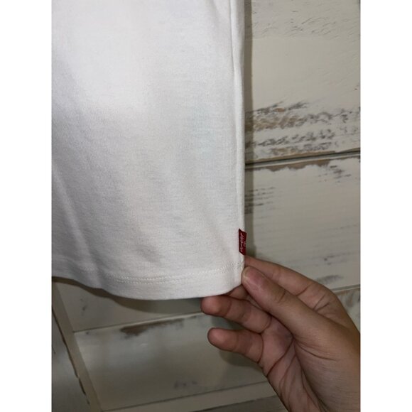 Levi's White Red White Ringer Baseball Baby Tee Size XL Cotton Cropped - Picture 5 of 7
